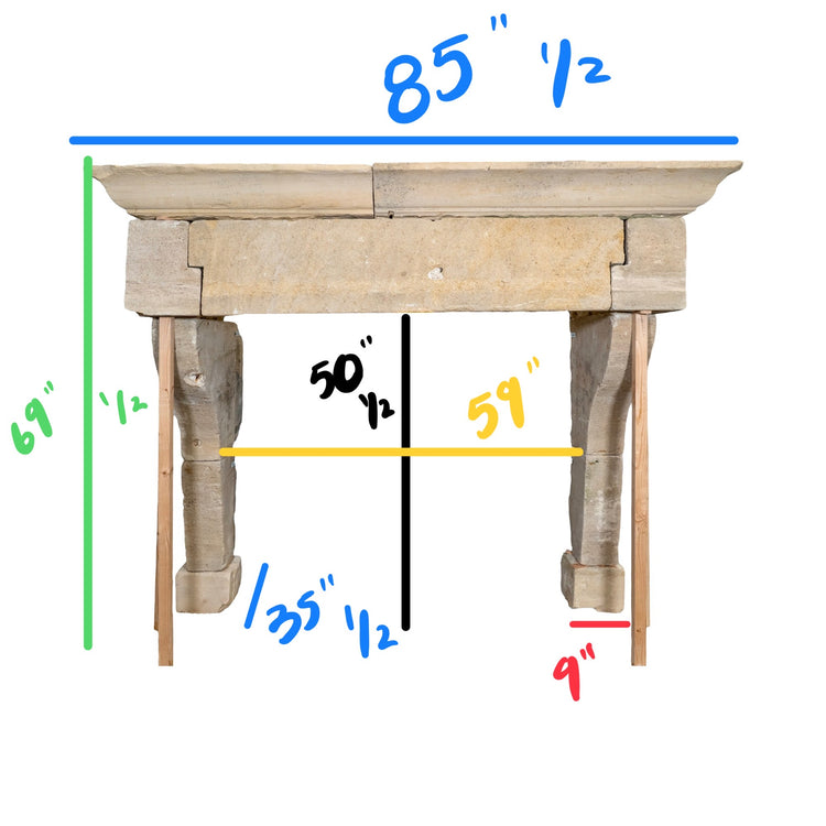 Antique French Limestone Mantel