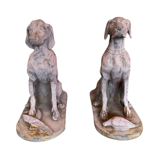 Pair of French Iron Labrador Retriever Sculptures
