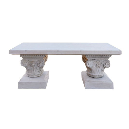 Bespoke Contemporary French Limestone Table with Antique Pillars (T-BAWD)