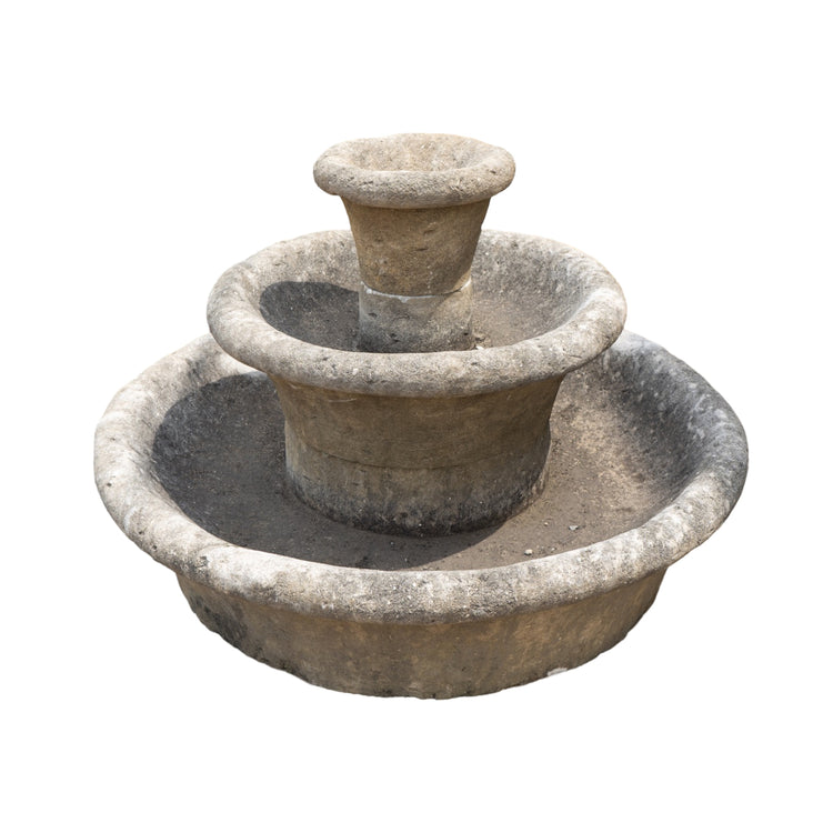 Antique French Central Cascading Limestone Fountain