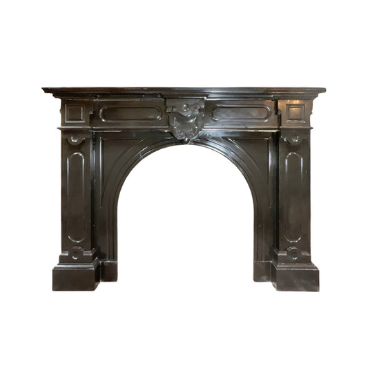 Antique Belgian Mazy Black Marble Mantel (M-AETQ)