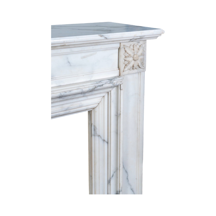 Antique French White Veined Carrara Marble Mantel