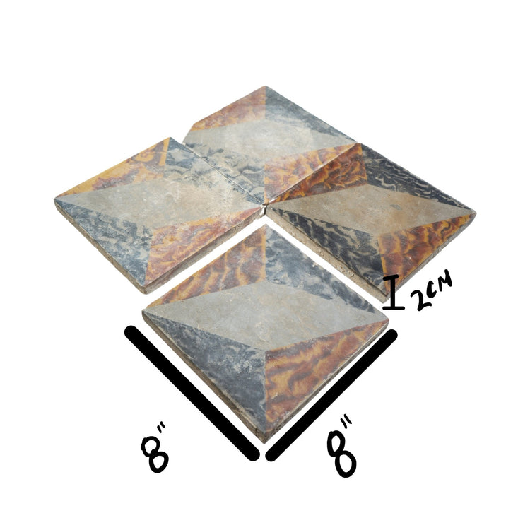 Reclaimed French Geometric Encaustic Concrete Tile