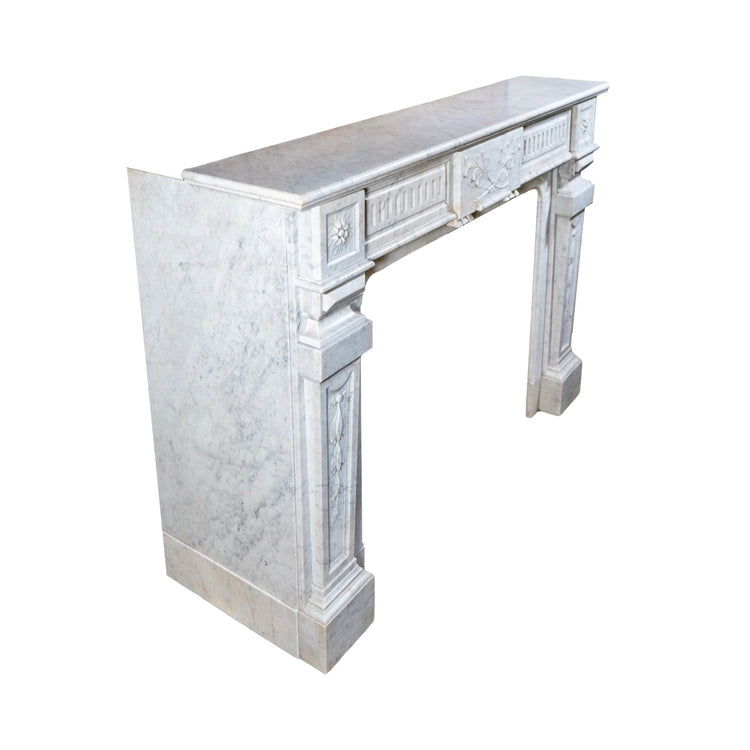 Antique French White Carrara Marble Mantel (M-EVLC)