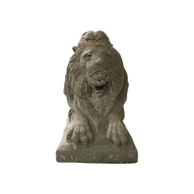 Pair of French Limestone Composite Lion Sculptures