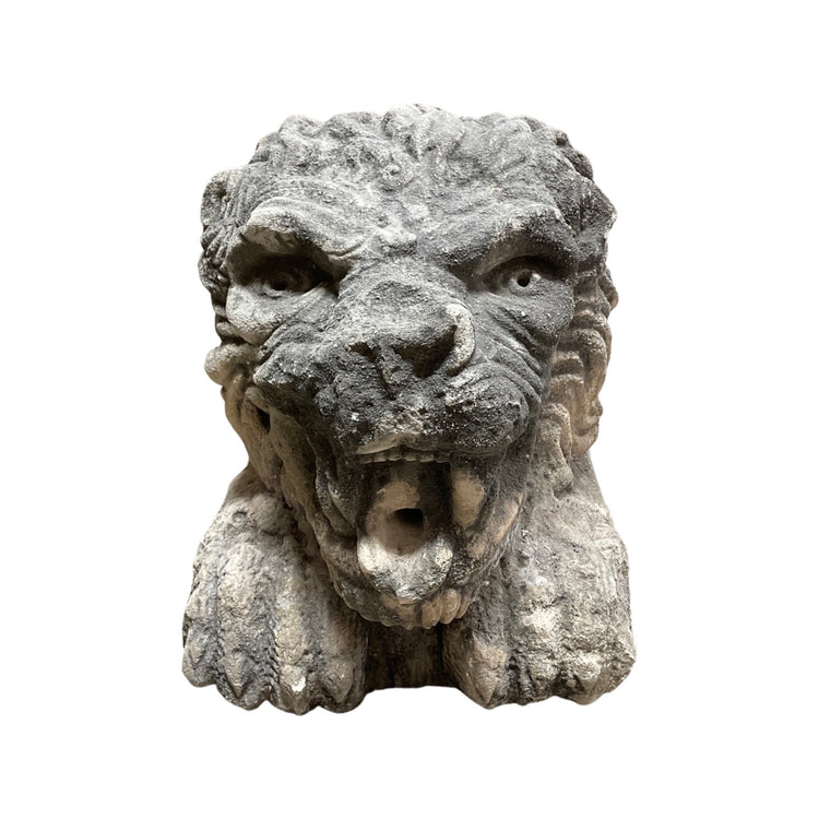 Pair of French Limestone Lion Downspouts