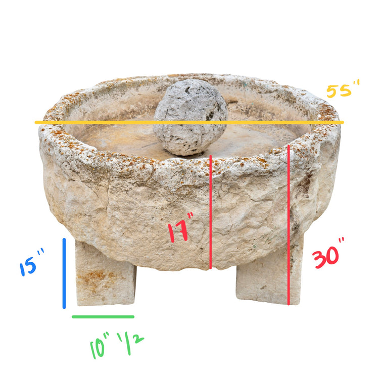 Antique French Limestone Circular Trough