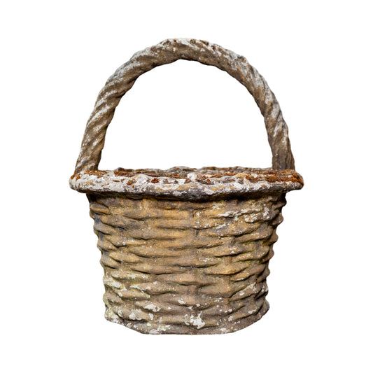 Antique French Limestone Basket Planter (V-DYZL)