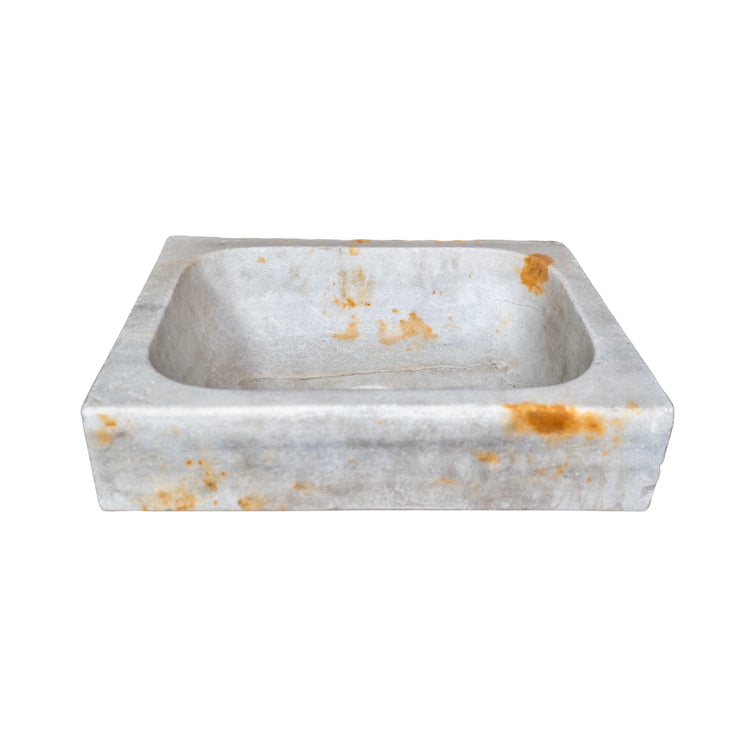 Antique French White Carrara Marble Rectangular Sink