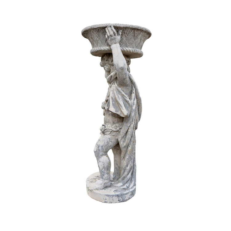 Contemporary French Limestone Putti Sculpture Planter (GE-CUMS)