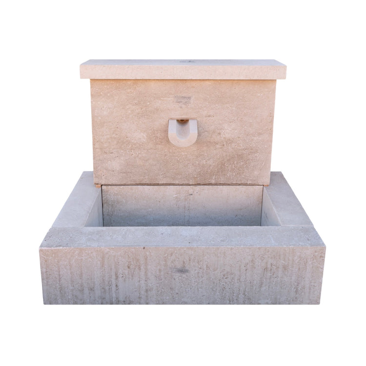 Contemporary French Limestone Geometric Wall Fountain (FM200)