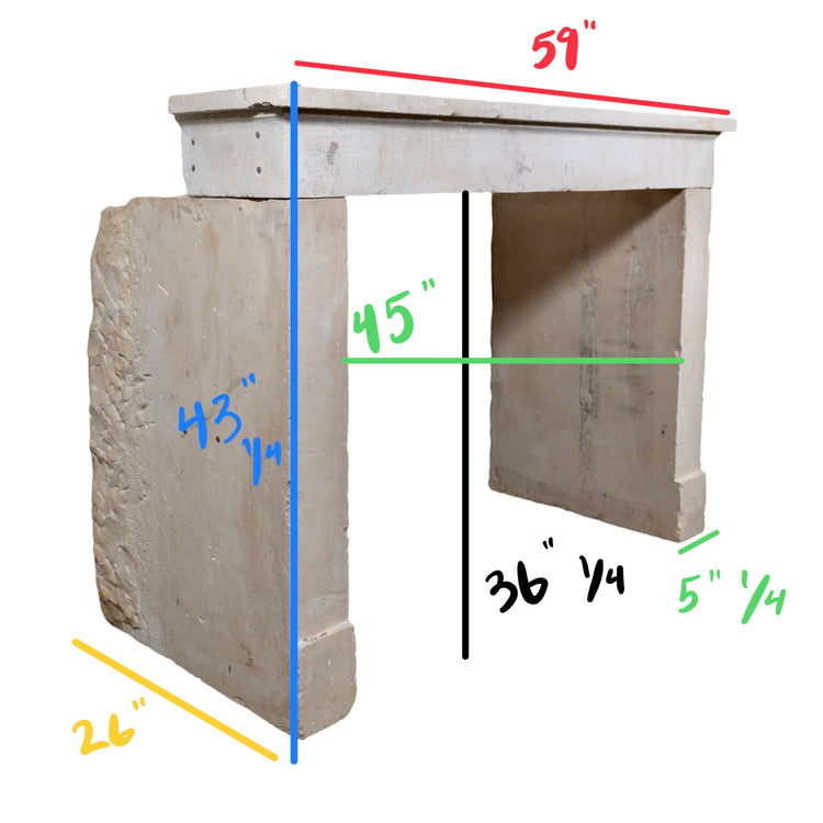 Antique Antique French Limestone Farmhouse Mantel