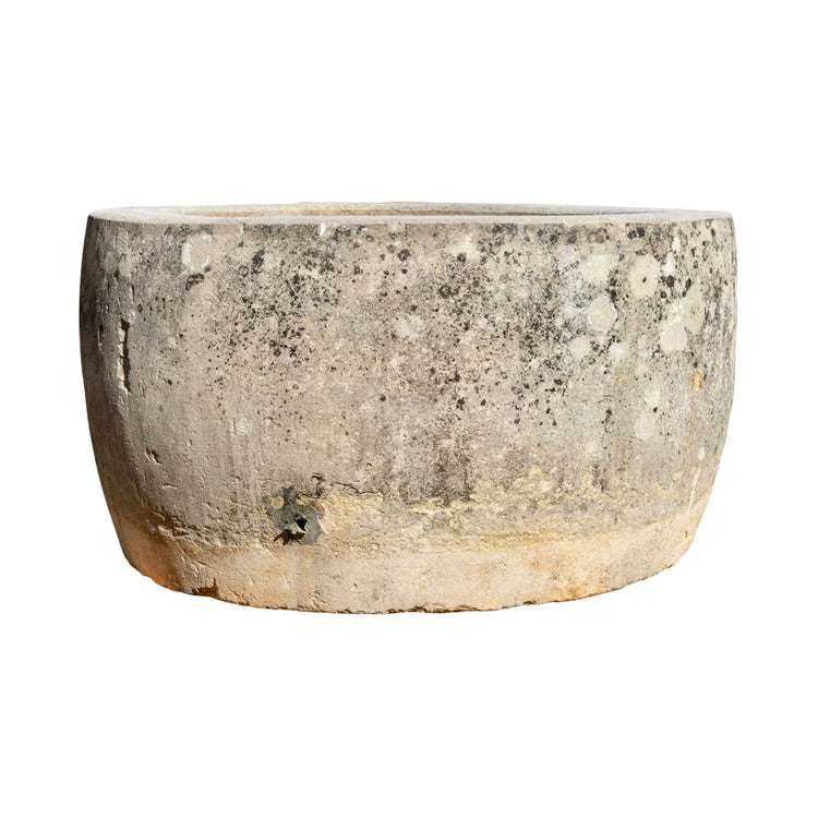 Antique French Limestone Circular Planter