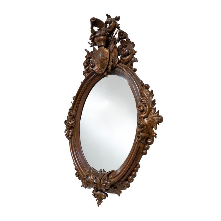Antique French Oak Wood Mirror (X1085)