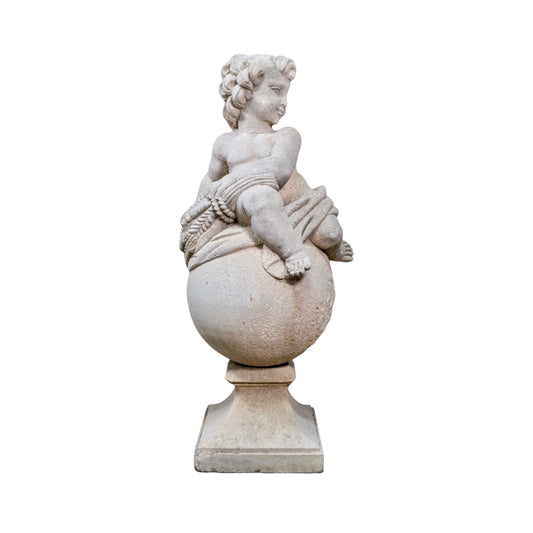 Antique French Limestone Putti Sculpture (GE-ZEAV)