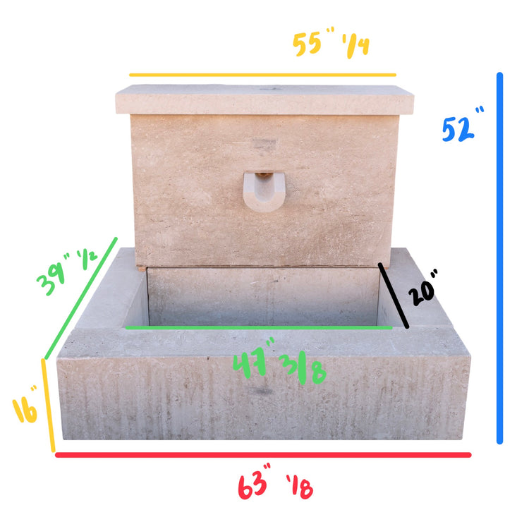 Contemporary French Limestone Geometric Wall Fountain (FM200)