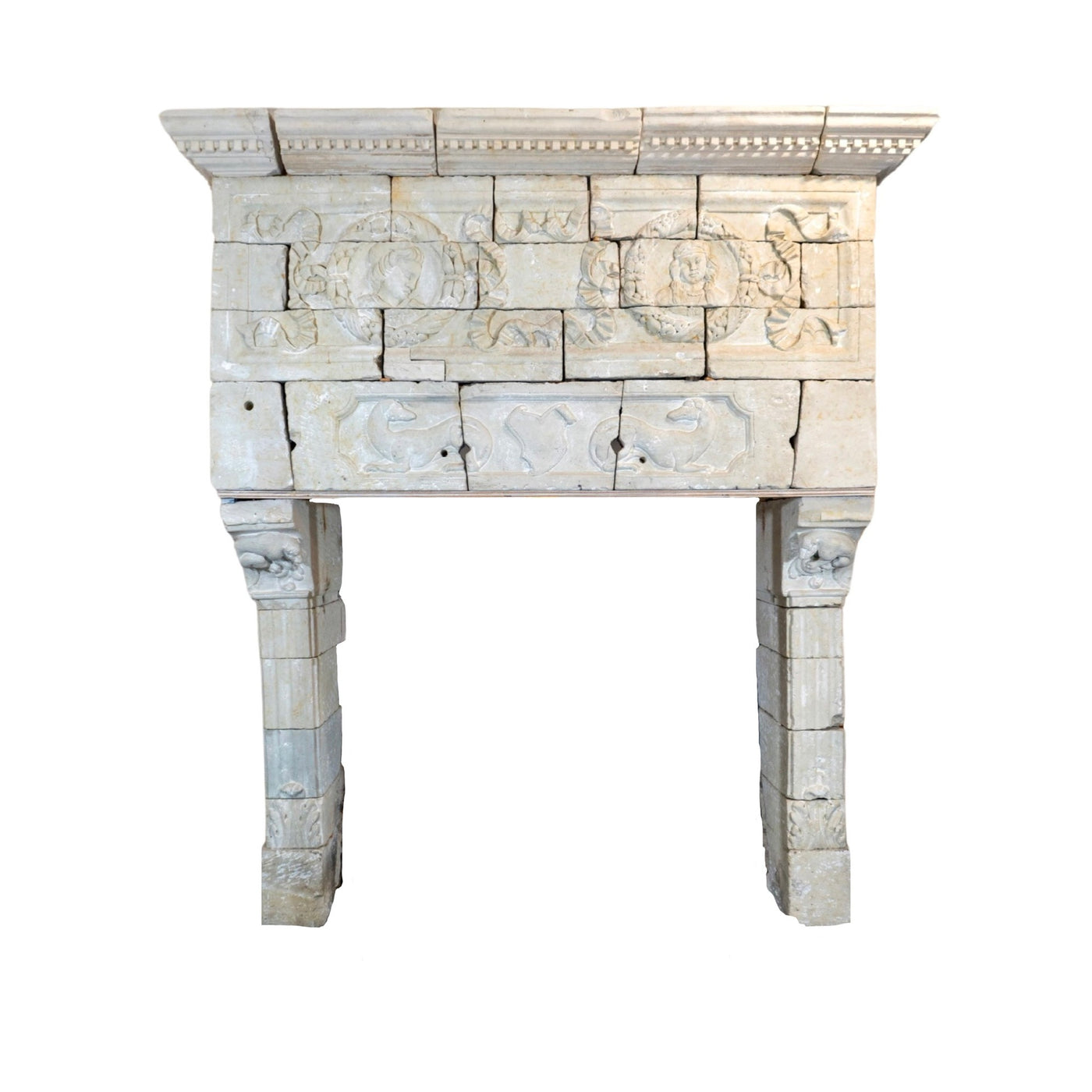 Antique French Limestone Fireplace (ALCH-561)