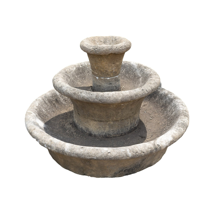 Antique French Central Cascading Limestone Fountain