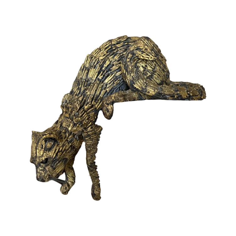 American Bronze Ledge Cat Sculpture