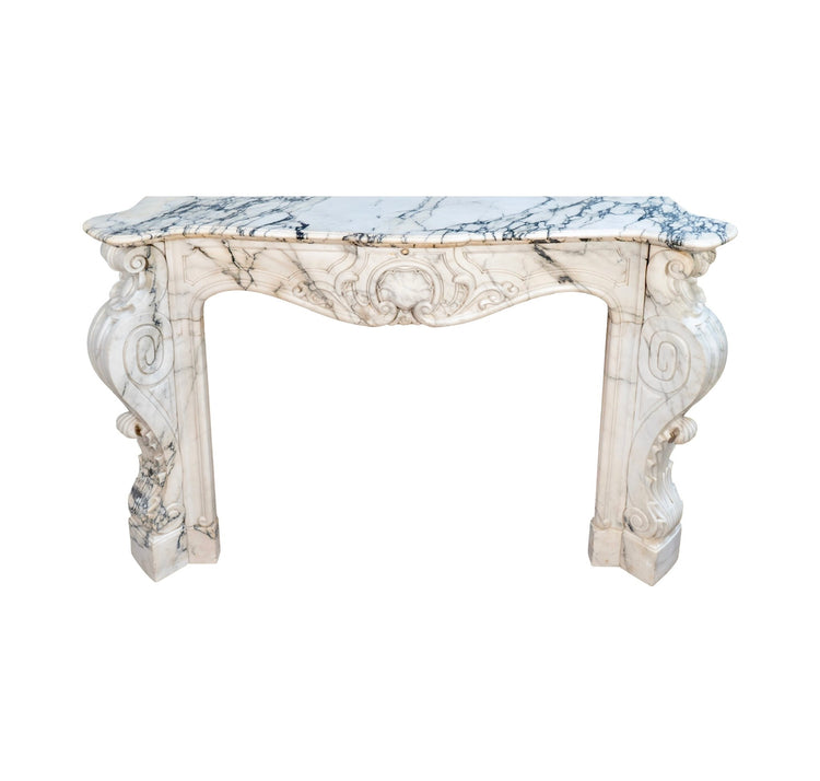 Antique French Statuario Marble Mantel