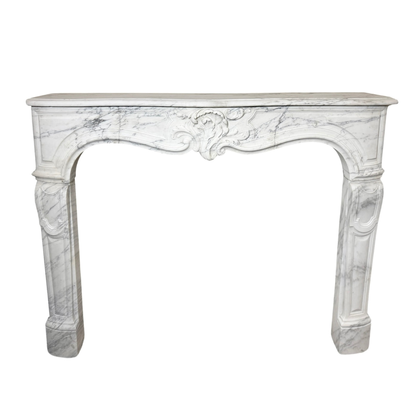 Antique French White Carrara Marble Mantel (M-TZBJ)