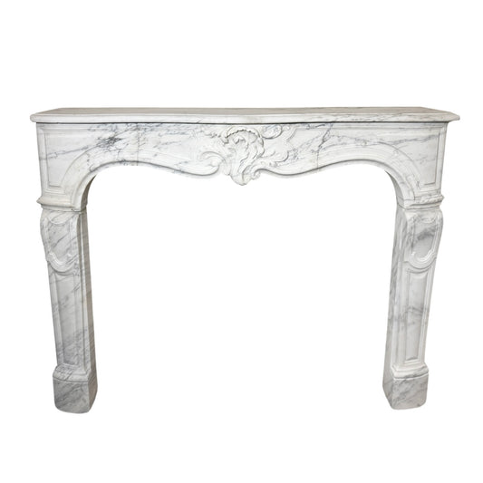 French White Veined Carrara Marble Mantel