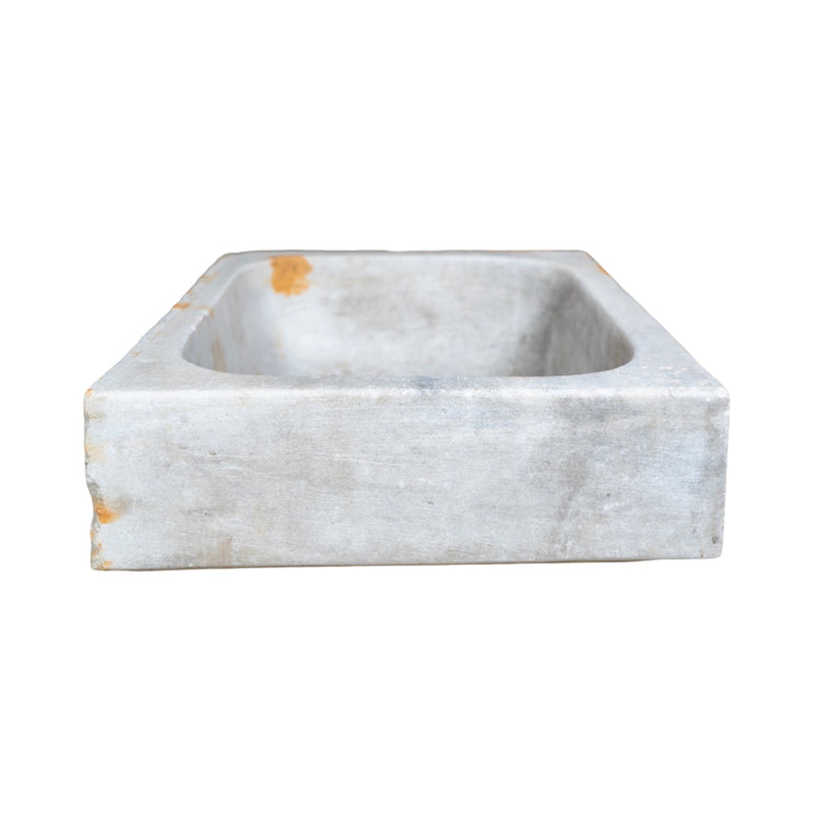 Antique French White Carrara Marble Rectangular Sink