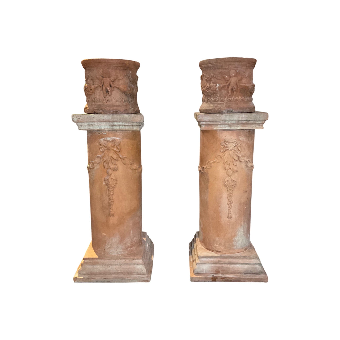 Pair of Antique English Terracotta Planters (V-YEKR)