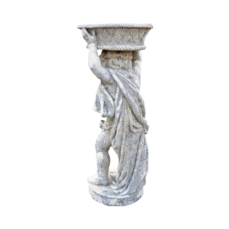 Contemporary French Limestone Putti Sculpture Planter (GE-CUMS)