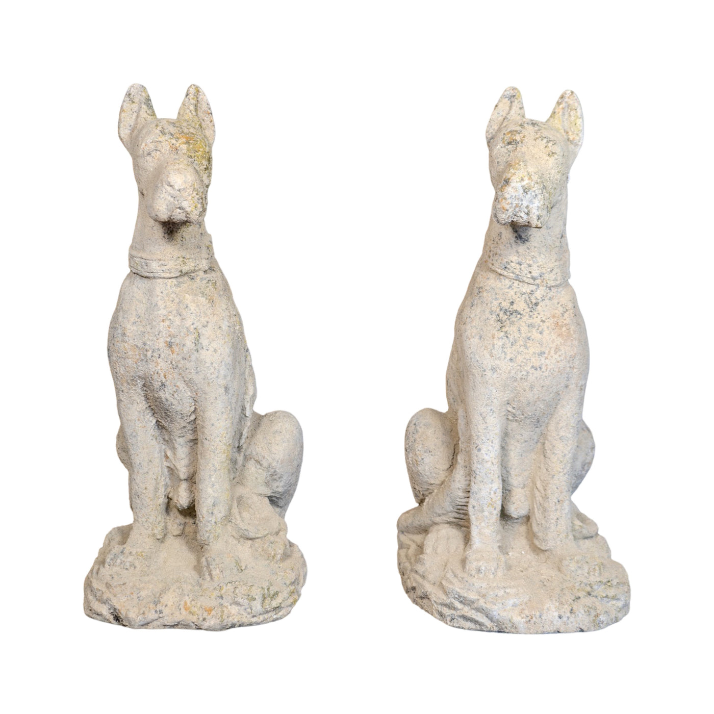 Pair of Contemporary French Reconstituted Stone Doberman Statues (GE-RZPV)