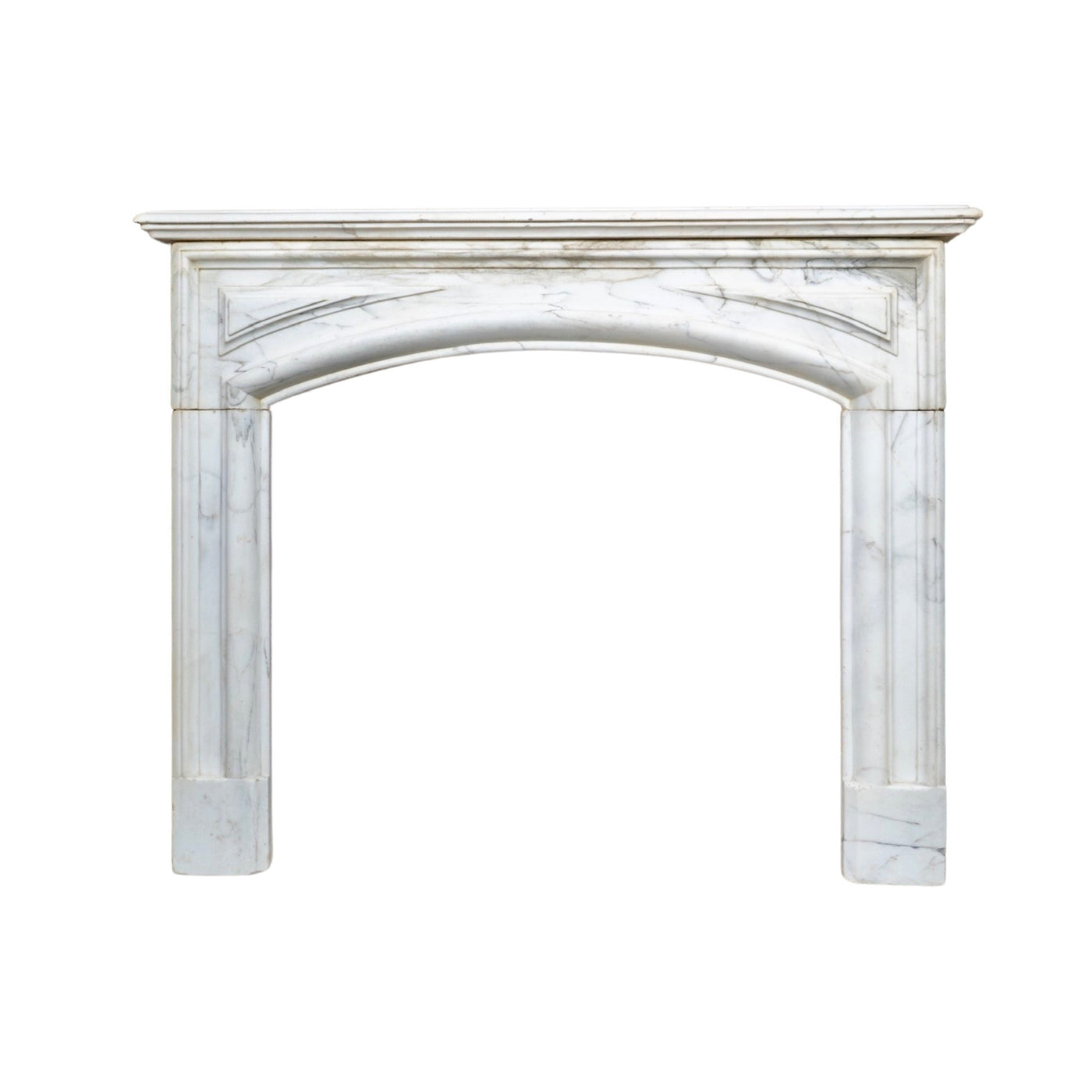 Antique French White Veined Carrara Marble Mantel (M-RHMA)