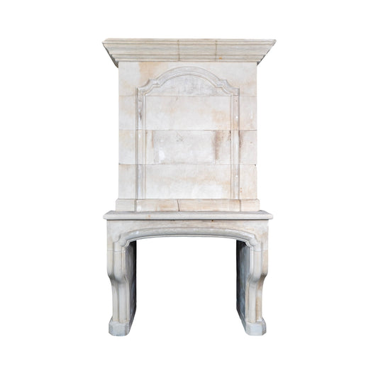 Antique French Limestone Fireplace Mantel