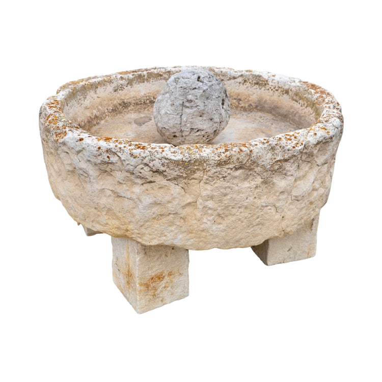 Antique French Limestone Circular Trough