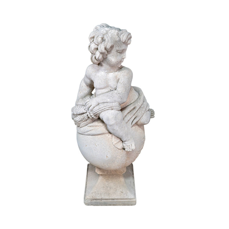 Antique French Limestone Putti Sculpture