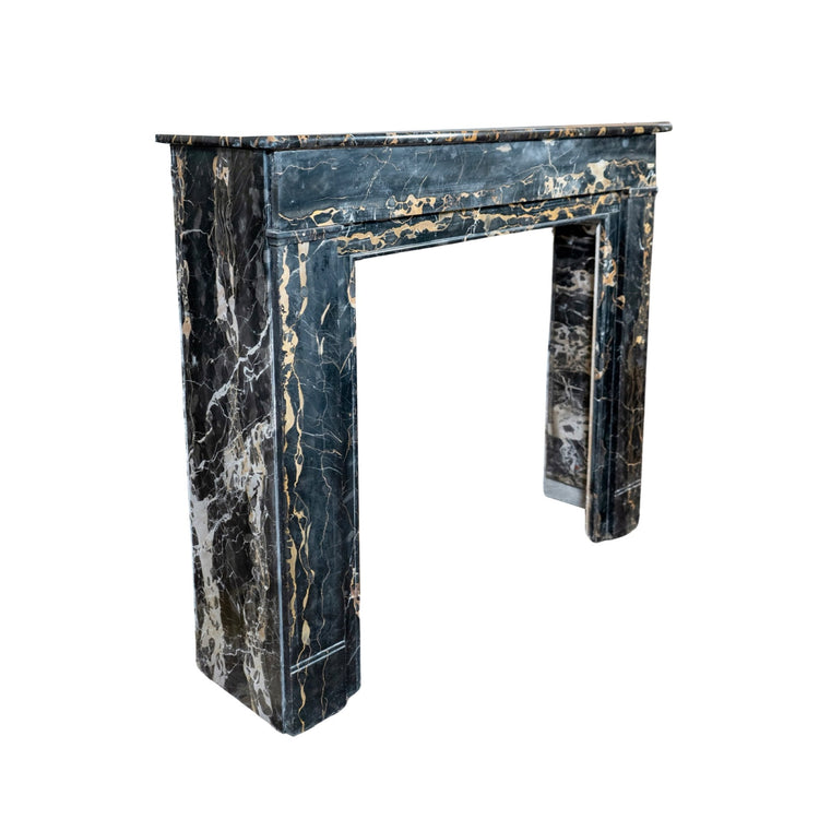 Antique French Portoro Nero Marble Mantel