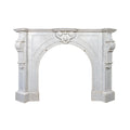 Antique French White Veined Carrara Marble Mantel (M-HREA)