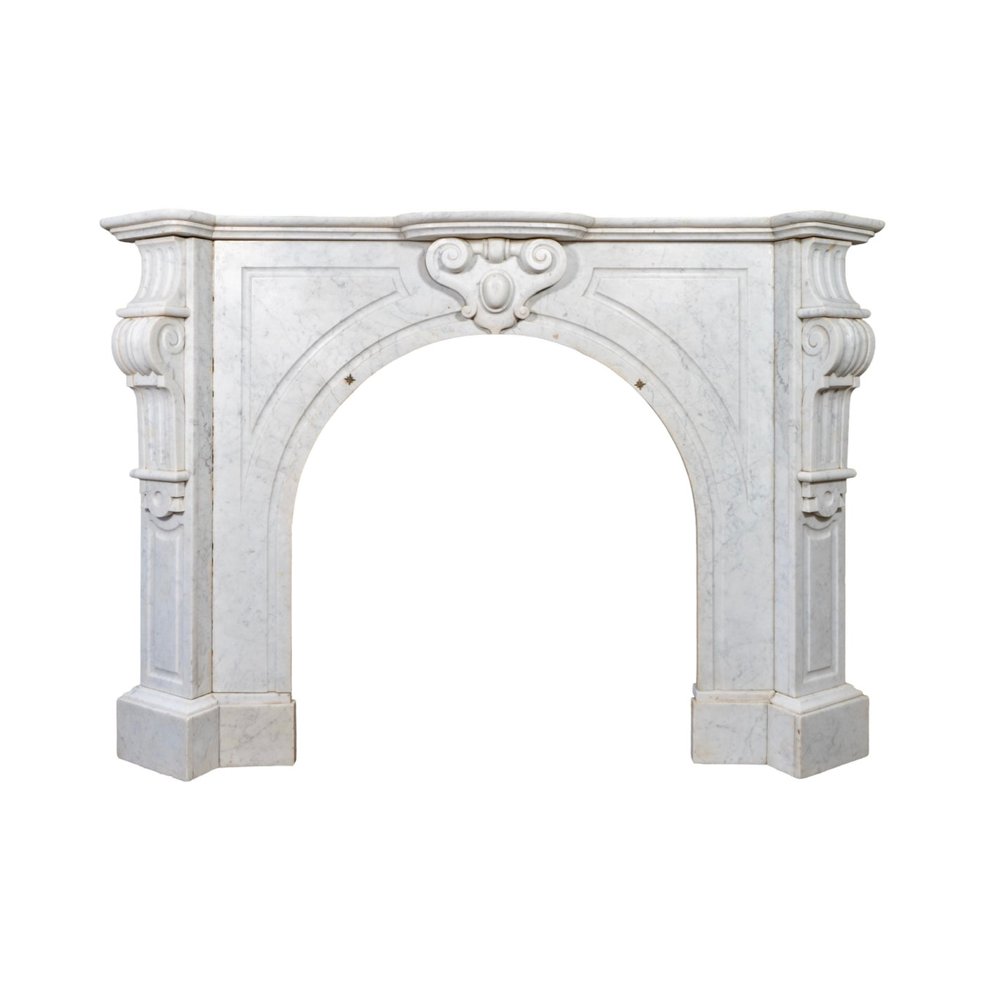 Antique French White Veined Carrara Marble Mantel (M-HREA)