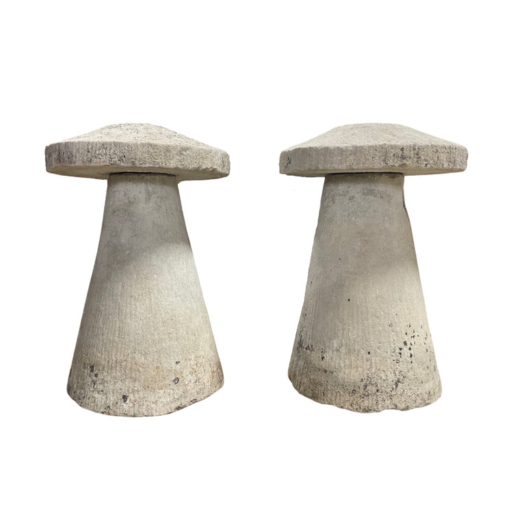 Pair of French Limestone Staddle Stone Pillars