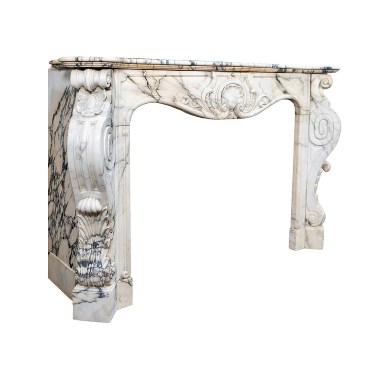 Antique French Statuario Marble Mantel