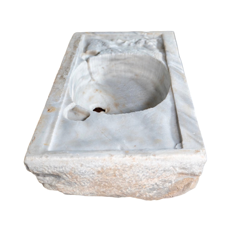 Antique French White Carrara Marble Rectangular Sink