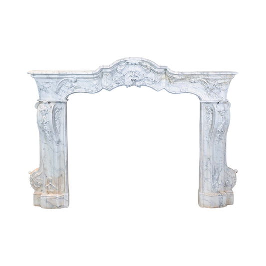 Antique Italian White Carrara Marble Mantel