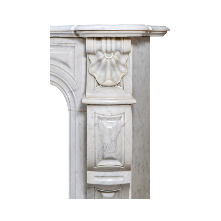 Antique French White Veined Carrara Marble Mantel