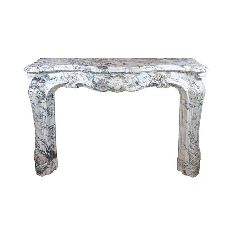 Antique Italian Roman Baixas White Breccia Marble Mantel