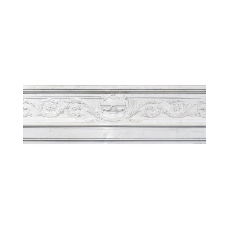 Antique French White Carrara Marble Mantel