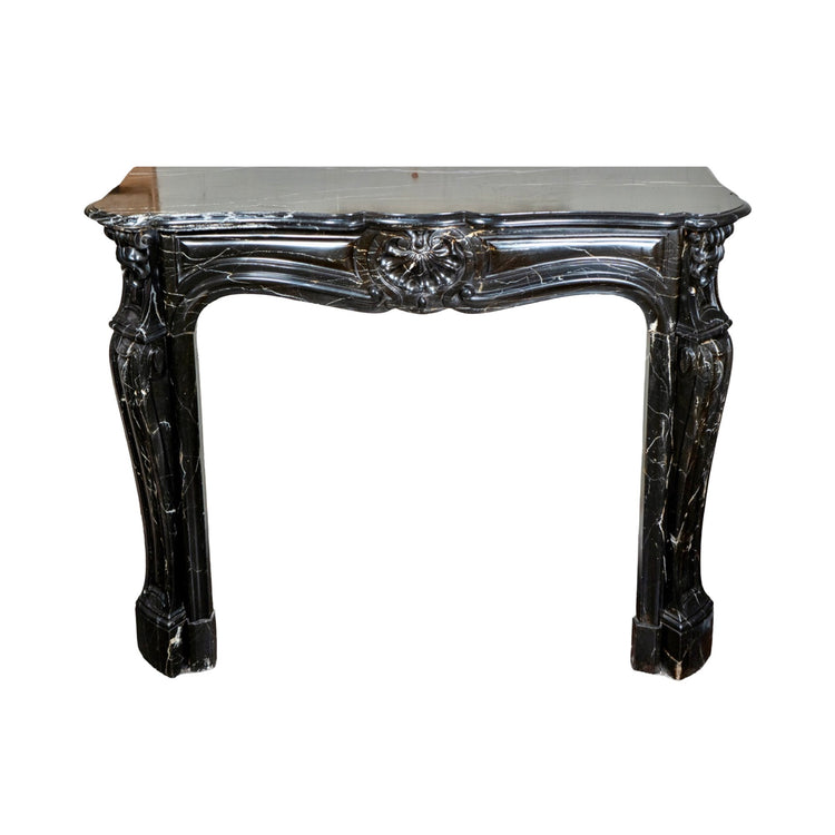 Antique French Sable Black Marble Mantel (MCH132)