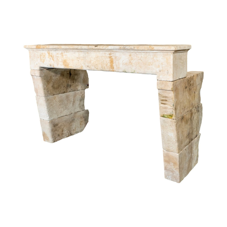 Antique French Limestone Farmhouse Mantel