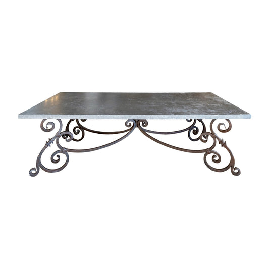 Antique Belgian Bluestone and Wrought Iron Table (TA-WGMN)