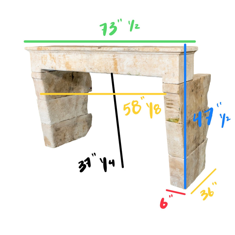 Antique French Limestone Farmhouse Mantel