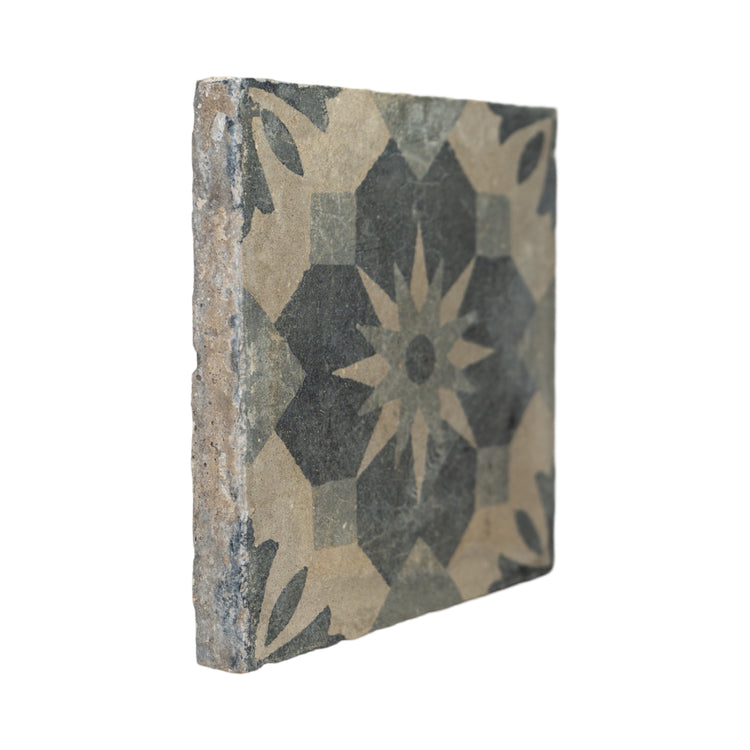 Reclaimed French Encaustic Geometric Concrete Tile