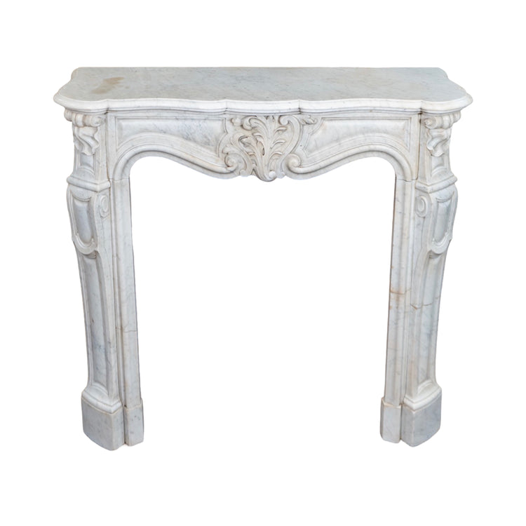 Antique Italian White Carrara Marble Mantel